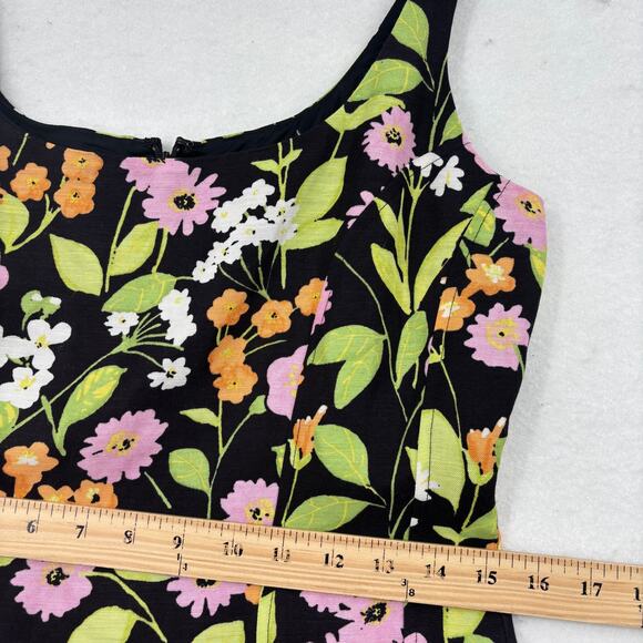 Sigrid Olsen Dress Womens Size 4 Black Floral Linen Blend Fully Lined Sleeveless - Picture 9 of 12